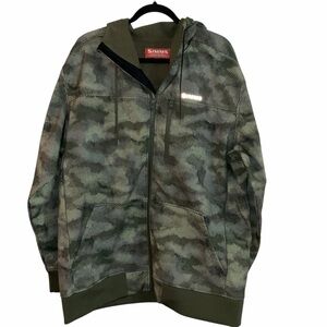 SIMMS Men’s Fishing Hoodie Camo Full Zip Size XL